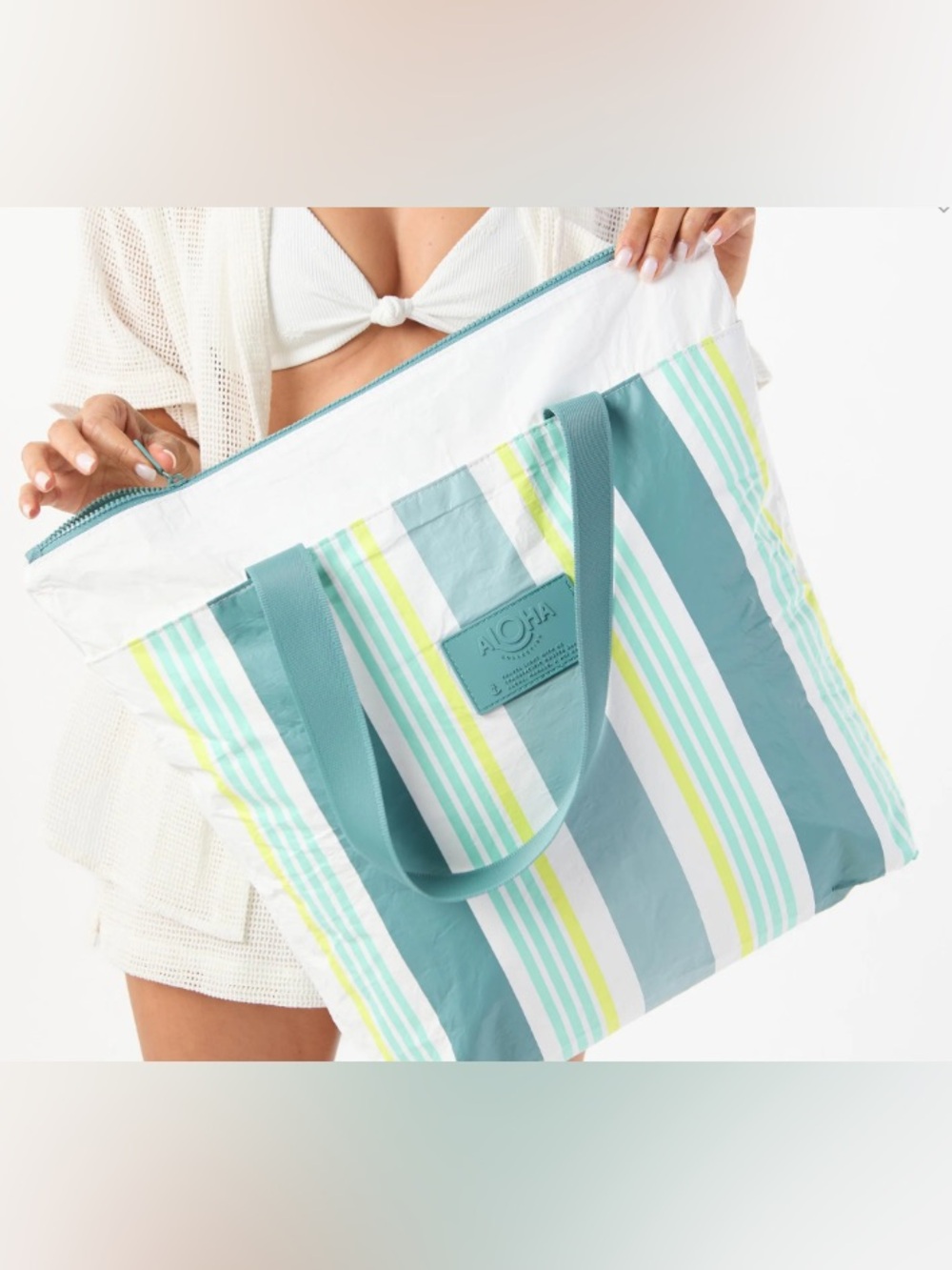 NWOT Aloha Collection DAY TRIPPER Nice Stripes Tide Tote Waterproof Beach Bag